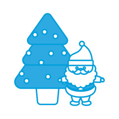 christmas tree and santa claus icon over white background vector illustration