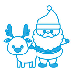 cartoon santa claus and christmas deer icon over white background vector illustration