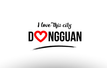 dongguan city name love heart visit tourism logo icon design