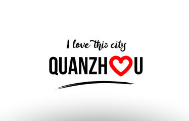 quanzhou city name love heart visit tourism logo icon design