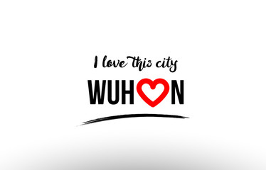 wuhan city name love heart visit tourism logo icon design