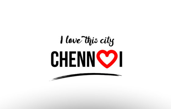 Chennai City Name Love Heart Visit Tourism Logo Icon Design