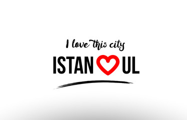 istanbul city name love heart visit tourism logo icon design