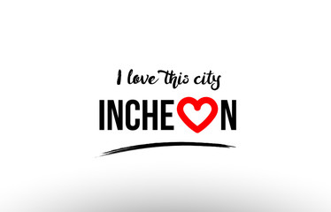 incheon city name love heart visit tourism logo icon design