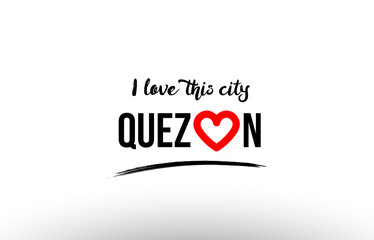 quezon city name love heart visit tourism logo icon design