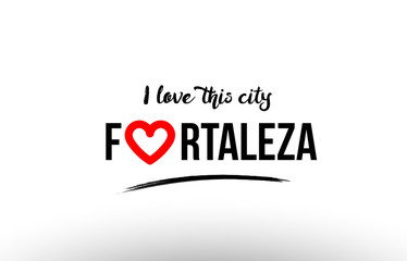 fortaleza city name love heart visit tourism logo icon design