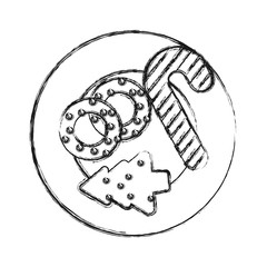 plate with christmas cookies icon over white background vector illustration