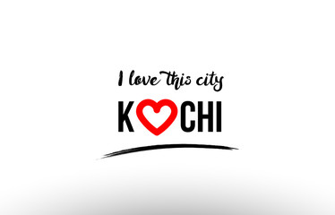 kochi city name love heart visit tourism logo icon design
