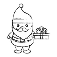 cartoon santa claus and gift box icon over white background vector illustration