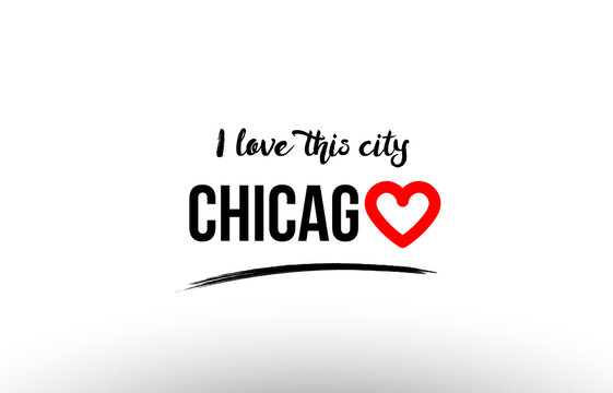 chicago city name love heart visit tourism logo icon design