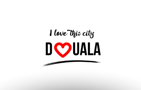 douala city name love heart visit tourism logo icon design