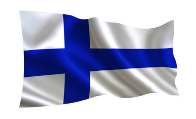 Obraz premium Finland flag. Isolated illustration of a finnish flag on a white background.(Part of the series) 