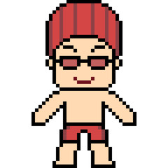 vector pixel art swim man
