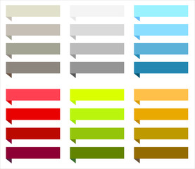 Fototapeta premium Set of colorful ribbon banner labels isolated on a white background. Clean graphic design elements useful for web design, branding, infographics and marketing layouts.