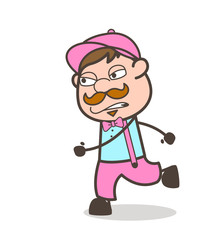 Cartoon Young Seller Character Running in Aggression Mood