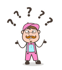 Confused Seller Worker Face Expression Vector