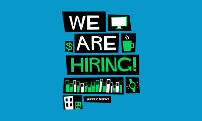 We are hiring! (Flat Style Vector Illustration Recruitment Poster Design)