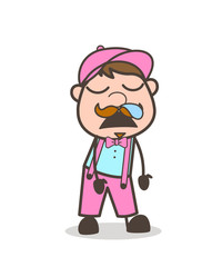 Funny Labor Sleepy Face Vector