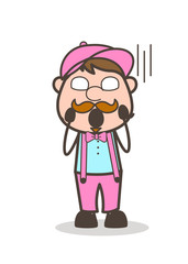 Cartoon Assistant Screaming in Fear Vector