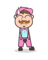 Cartoon Repairman Face with Cold Sweat Vector