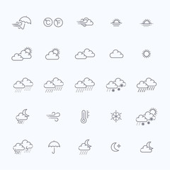 Weather forecast - outline web icon set, vector, thin line icons collection