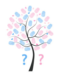 Baby shower greeting card. Baby gender reveal. Baby girl. Baby boy