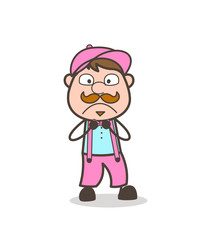 Fearful Cartoon Seller Face Expression