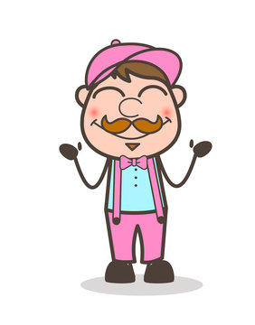 Cute Seller Man Smiling and Blushing Face Vector