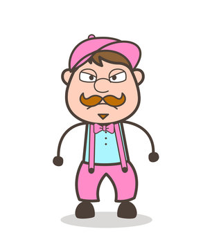 Cartoon Worker in Angry Mood Vector Illustration