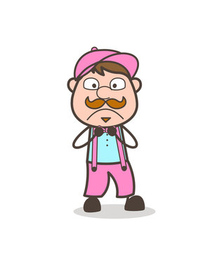 Fearful Cartoon Seller Face Expression