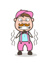 Cartoon Ice-Cream Seller Trembling Vector Illustration