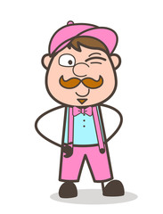 Adult Cartoon Business Guy Winking Eye Face