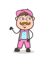 Cartoon Seller Man Unamused Face Expression