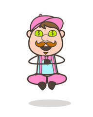 Cartoon Greedy Man with Money-Mouth Face Vector
