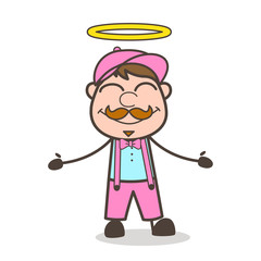 Happy Worker Smiling Face with Angel Halo Over the Head Vector