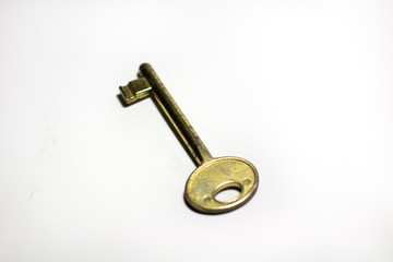 old key on a white background