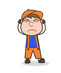 Irritated Sales-Boy Face Expression Vector Illustration