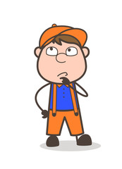 Cartoon Employee Thinking Face Vector Illustration