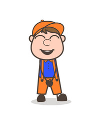 Laughing Young Boy Face Expression Vector Illustration