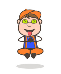 Money-Mouth Face Cartoon Worker Character