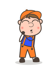 Curious Cartoon Man Blushing Expression