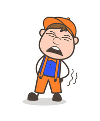 Obraz premium Cartoon Carpenter Worker Hurting Expression Vector