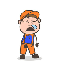 Funny Man Sleeping and Running-Nose Vector Concept