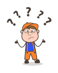 Confused Cartoon Carpenter Face Expression