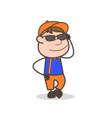 Fashionable Cartoon Carpenter Worker Character