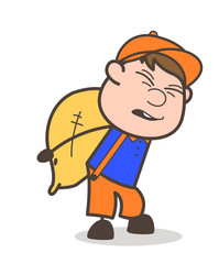 Cartoon Labor Having Lots of Burdens Vector Concept