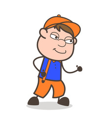 Fototapeta premium Cunning Cartoon Worker Face Expression