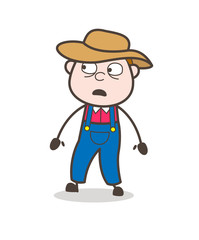 Worried Cartoon Cowboy Character Face Expression