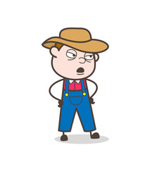Rude Cartoon Farmer Character Behavior Vector