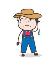 Sad Cartoon Farmer Emotional Face